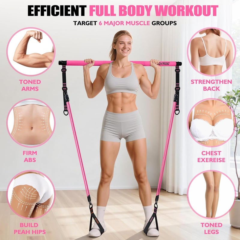 KUTIZE Pilates Bar Kit with Resistance Bands, Pilates Equipment, Multifunctional Pilates Bar for Women & Men, Pilates kit for Hip, Back, Arm, Full-Body Workouts, Home Gym Strength Training Equipment - Image 2